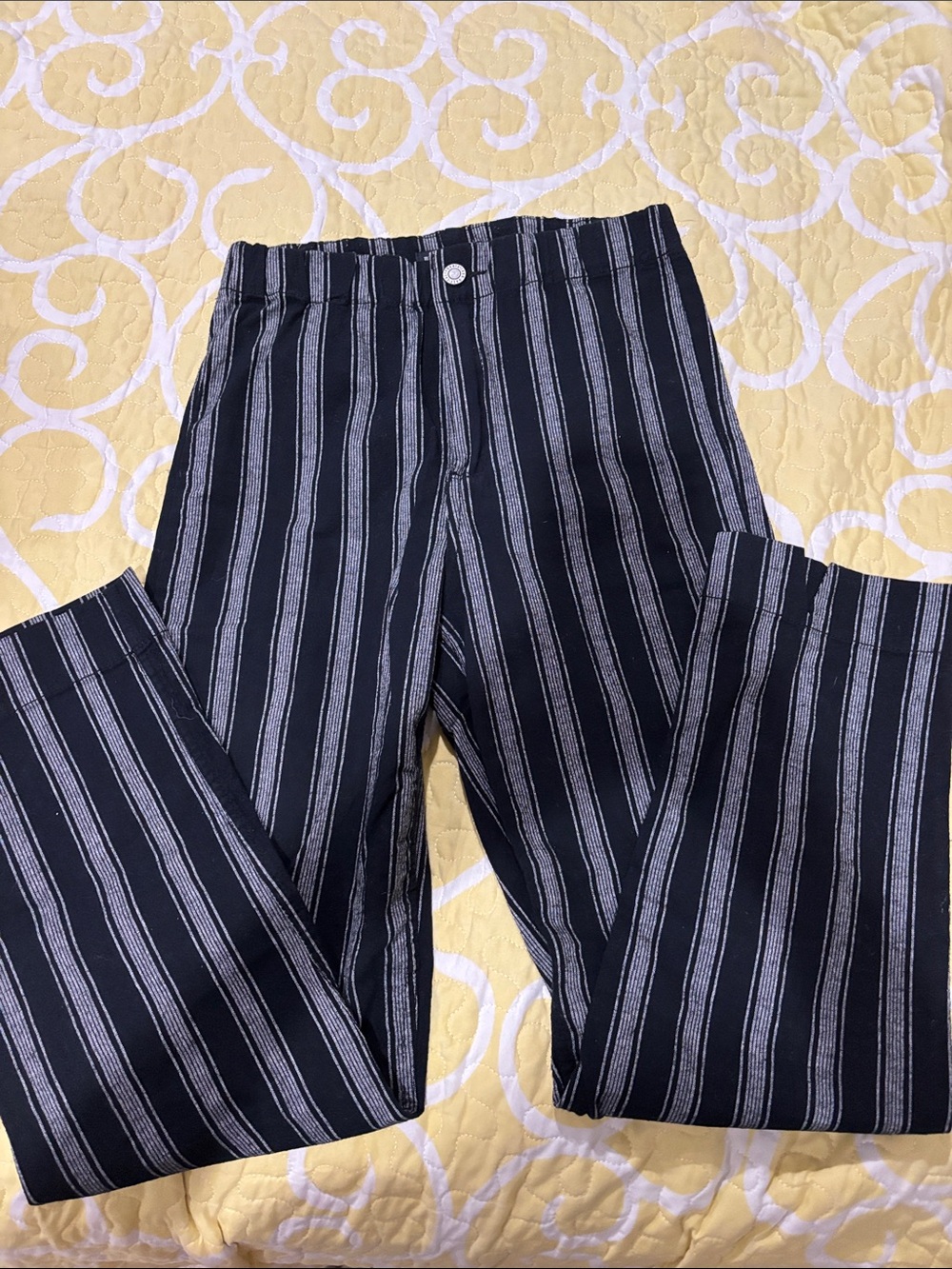 Brandy Melville Black Pants with White Vertical Stripes